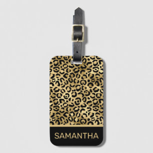 Stilrent guld och svart folie leopardfläckar Mönst Bagagebricka
