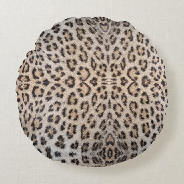 Stilrent leopard gepard päls djur tryck mönster rund kudde (Framsidan)