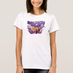 Stilrent lila BRUNCHTID Konstnärligt motiv T Shirt