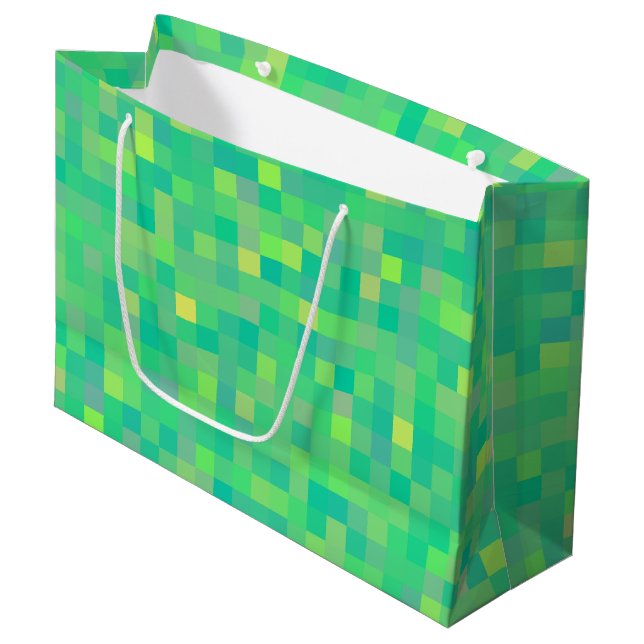 Stilrent modernt grönt flerfärgat pixelmönster (Framsidan Vinklad)