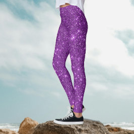 Stilrent Modernt Lila Monokromt Glitter Leggings