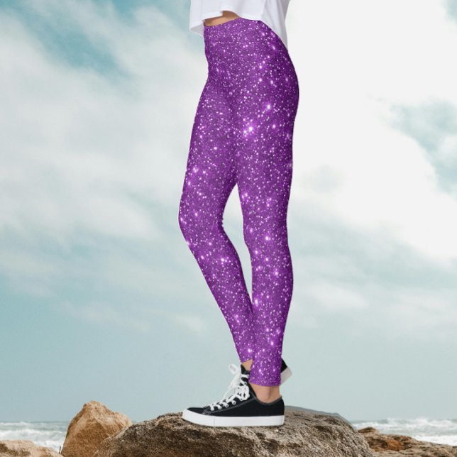 Stilrent Modernt Lila Monokromt Glitter  Leggings (Skapare uppladdad)