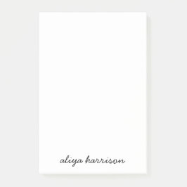Stilrent Modernt Minimalist Vitt Monogram Post-it Block