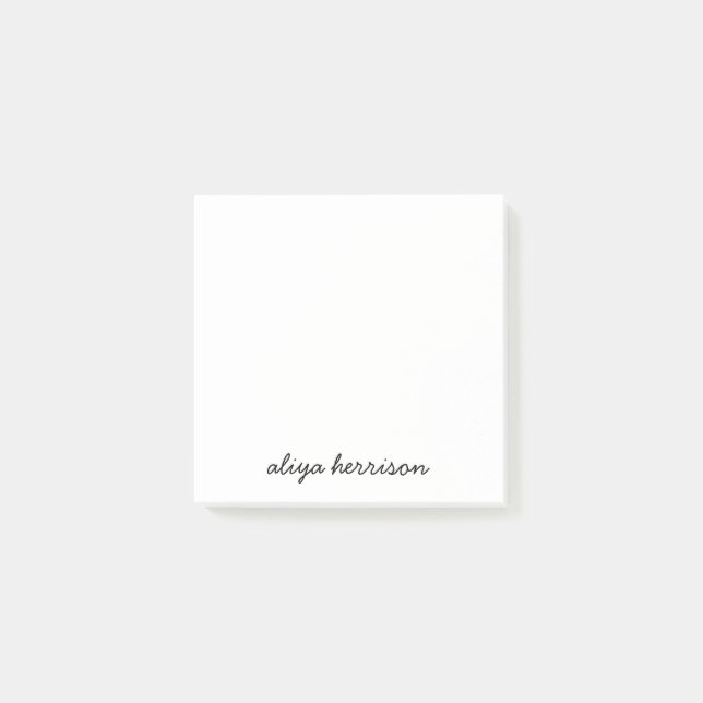 Stilrent Modernt Minimalt Vitt Monogram Post-it Block (Framsida)
