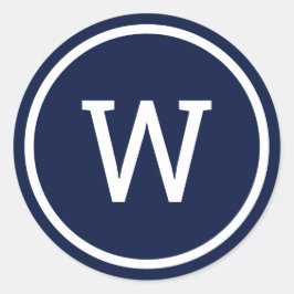 Stilrent Modernt Monogram Navyblått Runt Klistermärke