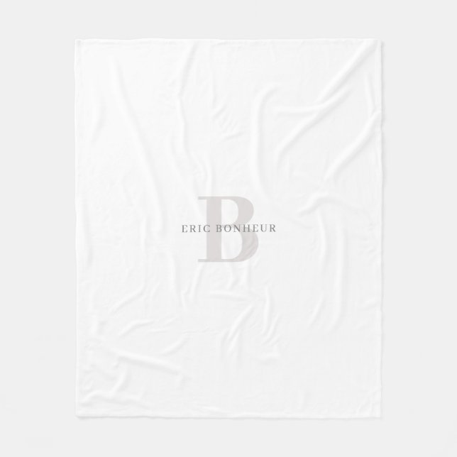 Stilrent Modernt Namn & Monogram Fleecefilt (Framsidan)