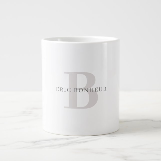Stilrent modernt namn & monogram jumbo mugg (Framsidan)