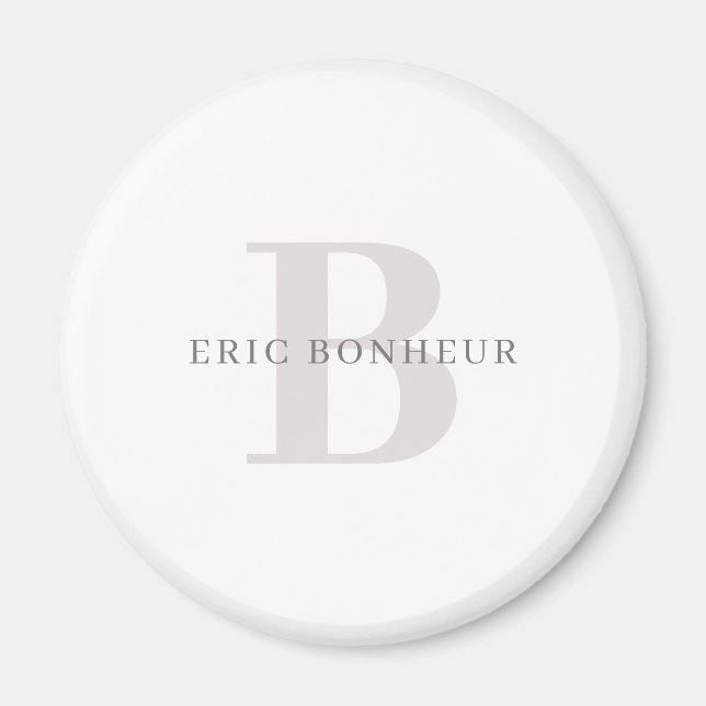 Stilrent Modernt Namn & Monogram Magnet (Framsidan)