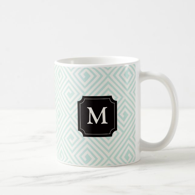 Stilrent Mynta Grekisk Nyckel Mönster Klassisk Mon Kaffemugg (Höger)