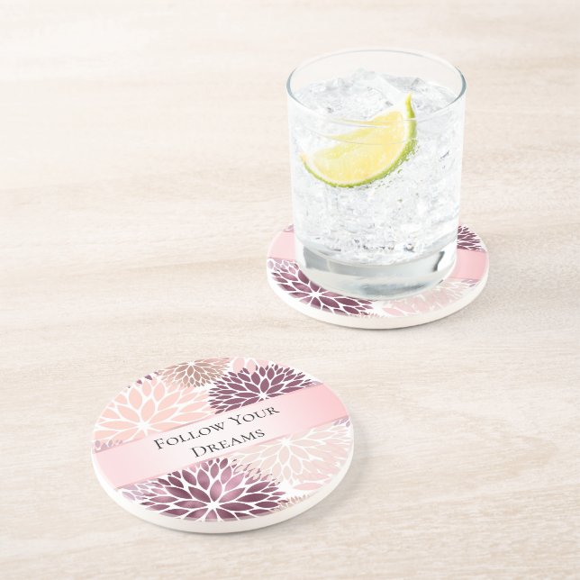 Stilrent Rosa Blommigt Bröllopsdusch Underlägg (Sidan)