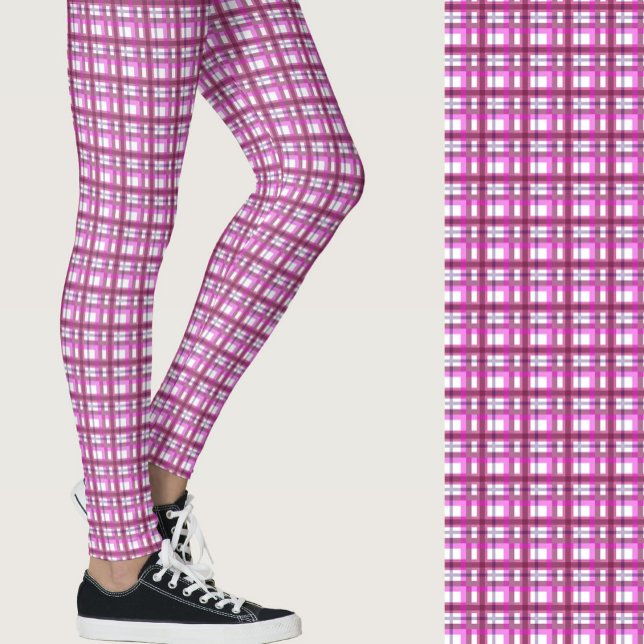 Stilrent rosa rutmönstrat geometriskt mönster leggings (Skapare uppladdad)