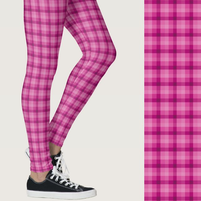 Stilrent rosa rutmönstrat geometriskt mönster leggings (Skapare uppladdad)