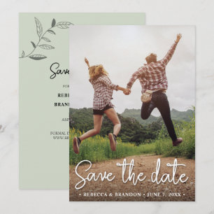 Stilrent Rustikt Dubbelsidigt Save The Date Foto Spara Datumet