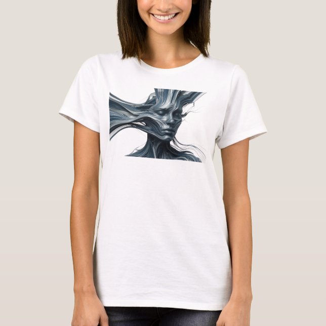Stilrent silver abstrakt ansikte grafisk design t shirt (Framsida)