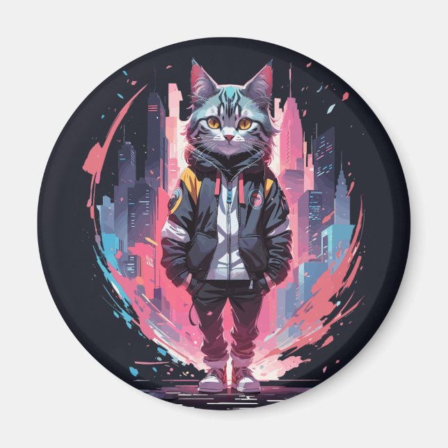 Stilrent Sött Kattdesign Magnet (Framsidan)