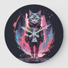 Stilrent Sött Kattdesign Stor Klocka
