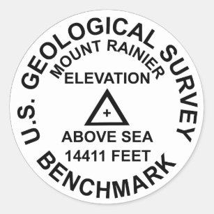 Stilriktlinje för Mt. Rainer USGS Runt Klistermärke