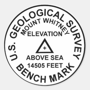Stilriktlinje för Mt. Whitney USGS Runt Klistermärke