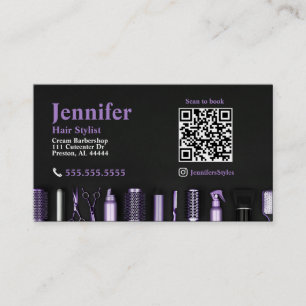 Stilsidig lavender-Affärskort med QR-kod Visitkort
