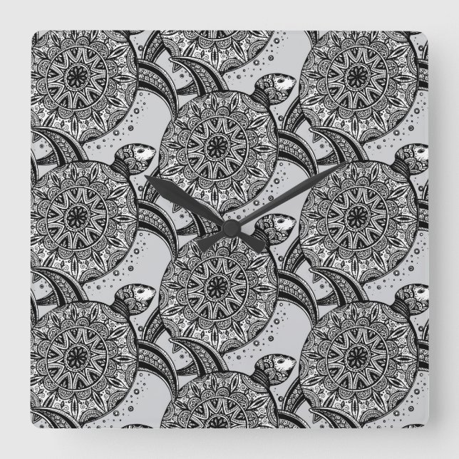 Stilsköldpaddamönster Fyrkantig Klocka (Framsida)