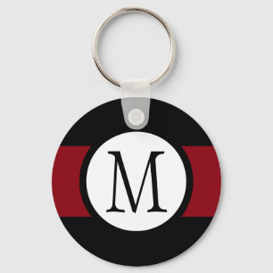Stilt Elegant, svart, vit och röd monogram Nyckelring