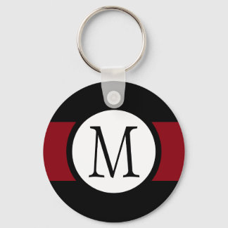Stilt Elegant, svart, vit och röd monogram Nyckelring