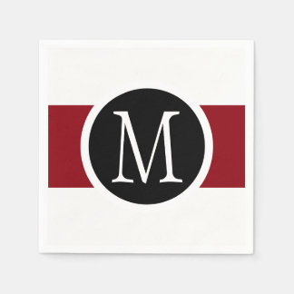 Stilt Elegant, svart, vit och röd monogram Pappersservett