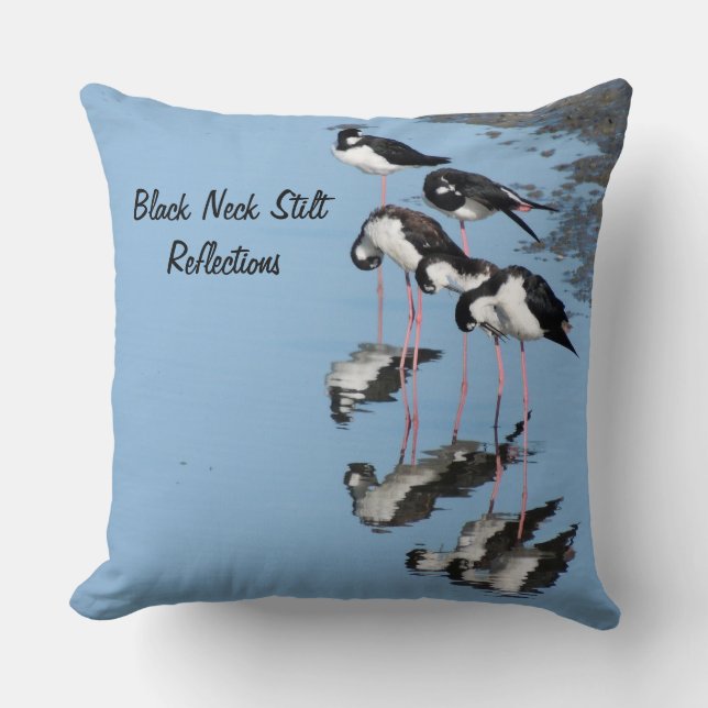 Stilt-reflektioner från Black Nacke Bird Dekorativ Kudde (Framsida)