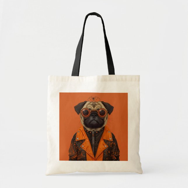 Stilt Spooky Pug Tote Bag Tygkasse (Framsidan)