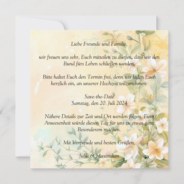 Stilvolle Hochzeit i Pastell Inbjudningar (Framsida)