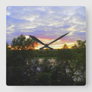 Stilwell Pond vid Sunset Fyrkantig Klocka