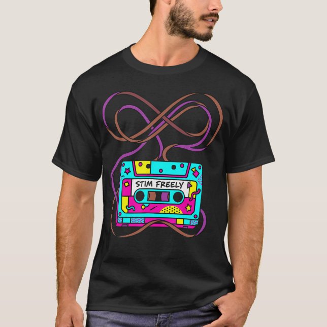Stim Freely Neurodivergent Retro T Shirt (Framsida)