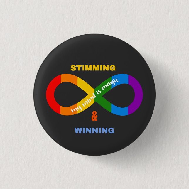 Stimmar & Vinner Neurodivergent Autismmedvetande Knapp (Framsida)