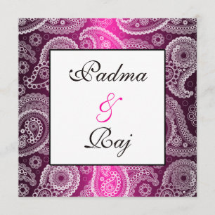 Stimmer Rosa och White Paisley-bröllopsinbjudan Inbjudningar