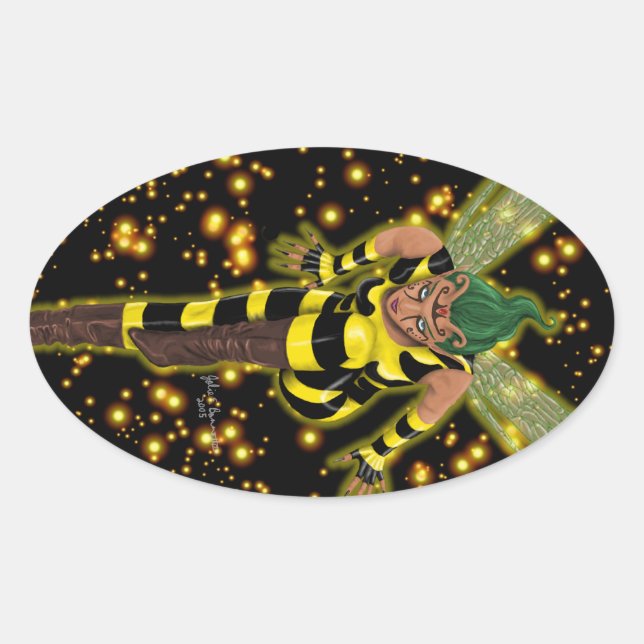 Stinger Oval Ovalt Klistermärke (Framsida)
