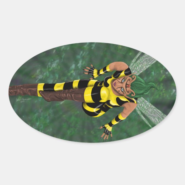 Stinger Oval Ovalt Klistermärke (Framsida)