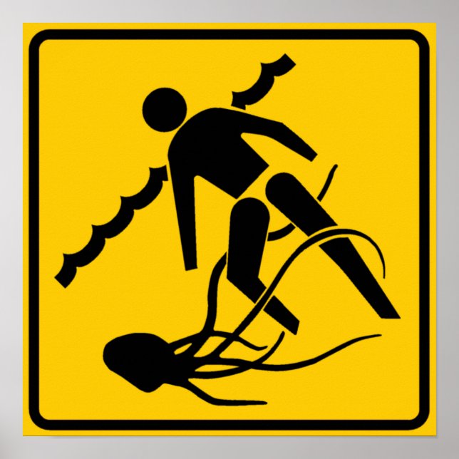 Stinging Marine Life Warning Sign, Australien Poster (Framsidan)