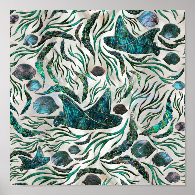 Stingray and Scat fish mönster Abalone Poster (Framsidan)