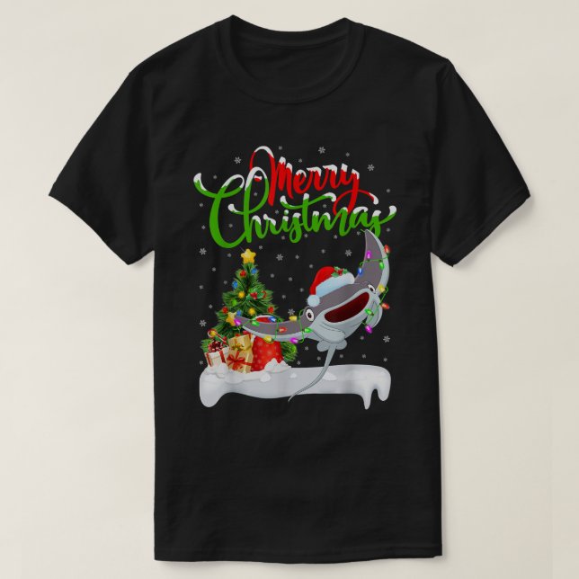 Stingray Fish Lover Xmas Lighting Stingray Christm T Shirt (Design framsida)
