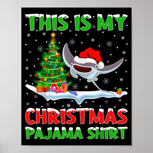 Stingray Fish Xmas Tree Lights This Is My Christma Poster (Framsidan)