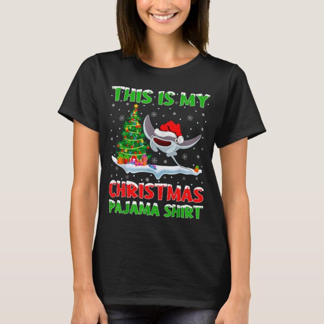 Stingray Fish Xmas Tree Lights This Is My Christma T Shirt (Framsida)