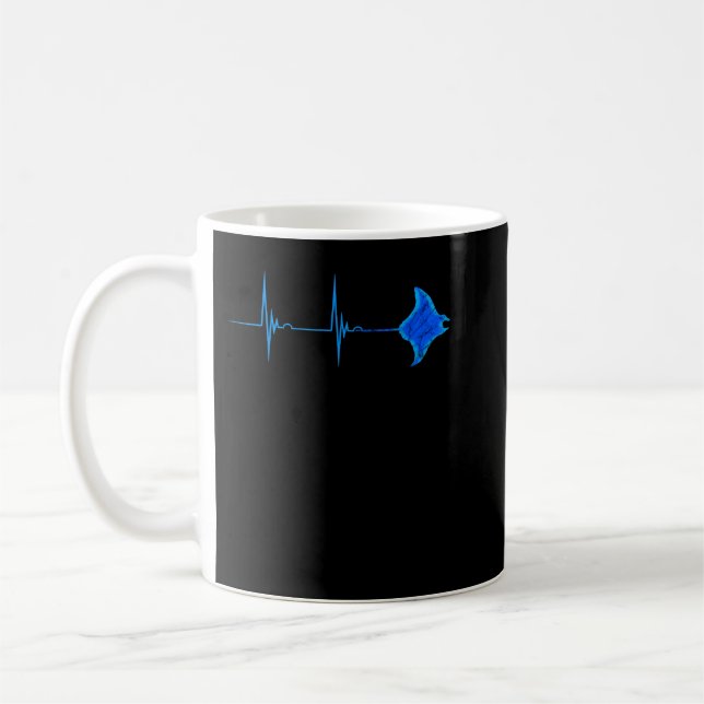Stingray Manta Ray Heartslag EKG Pulseline Sea Lif Kaffemugg (Vänster)