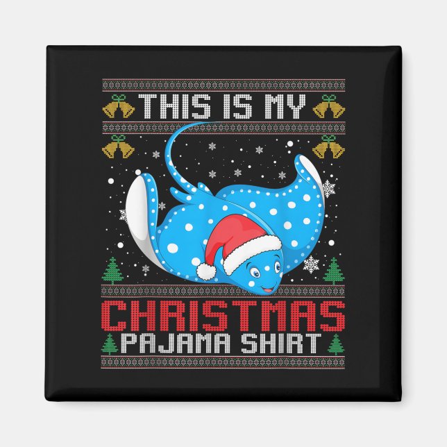 Stingray Santa Hat Matching Ugly jul Pajama Magnet (Framsidan)