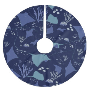 Stingray Underwater Blue Jul Julgransmatta Borstad Polyester