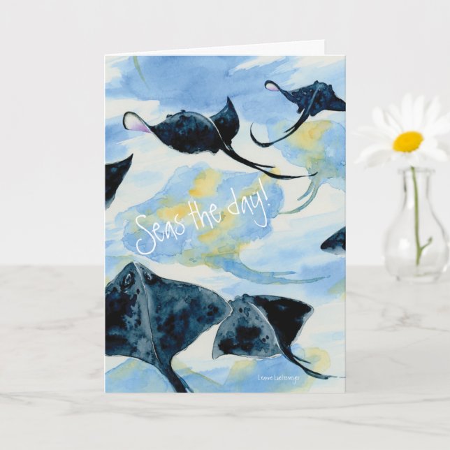 Stingray Watercolor Ball Foleting Greeting Card Kort (Liten växt)