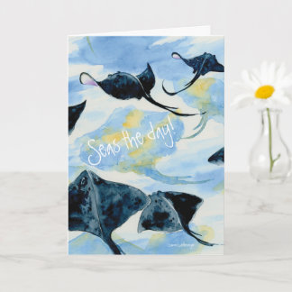 Stingray Watercolor Ball Foleting Greeting Card Kort