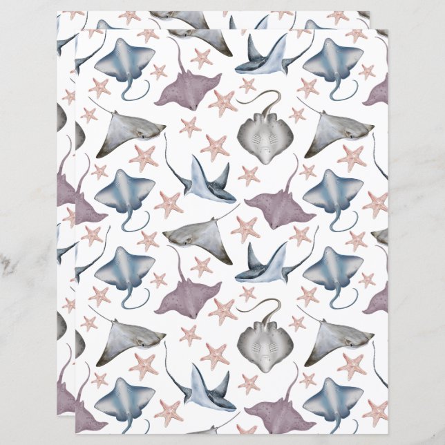 Stingrays Scrapbook Paper (Fram/baksida)