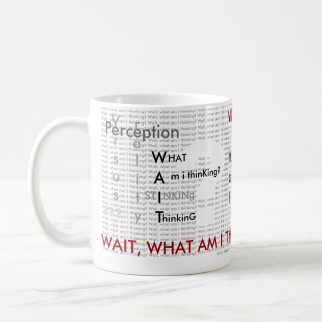 Stinka tänkande vit kaffemugg (Vänster)