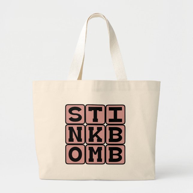 Stinkbomb, illaluktande skämt jumbo tygkasse (Framsidan)