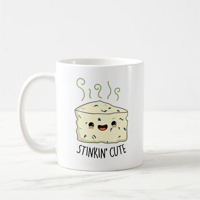 Stinkin Cute Funny Cheese Pun Kaffemugg (Vänster)